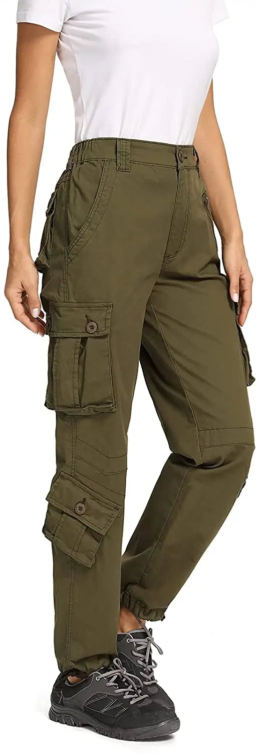 Women's Cotton Casual Military Army Cargo Work Pants with 8 Pocket ...