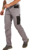 Mens lightweight work cargo pants with multiple pockets, comfortable polyester-cotton blend for construction and casual wear.