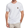 No One Left Behind men's heavy cotton white t-shirt with small chest emblem and ribbed crewneck for comfort